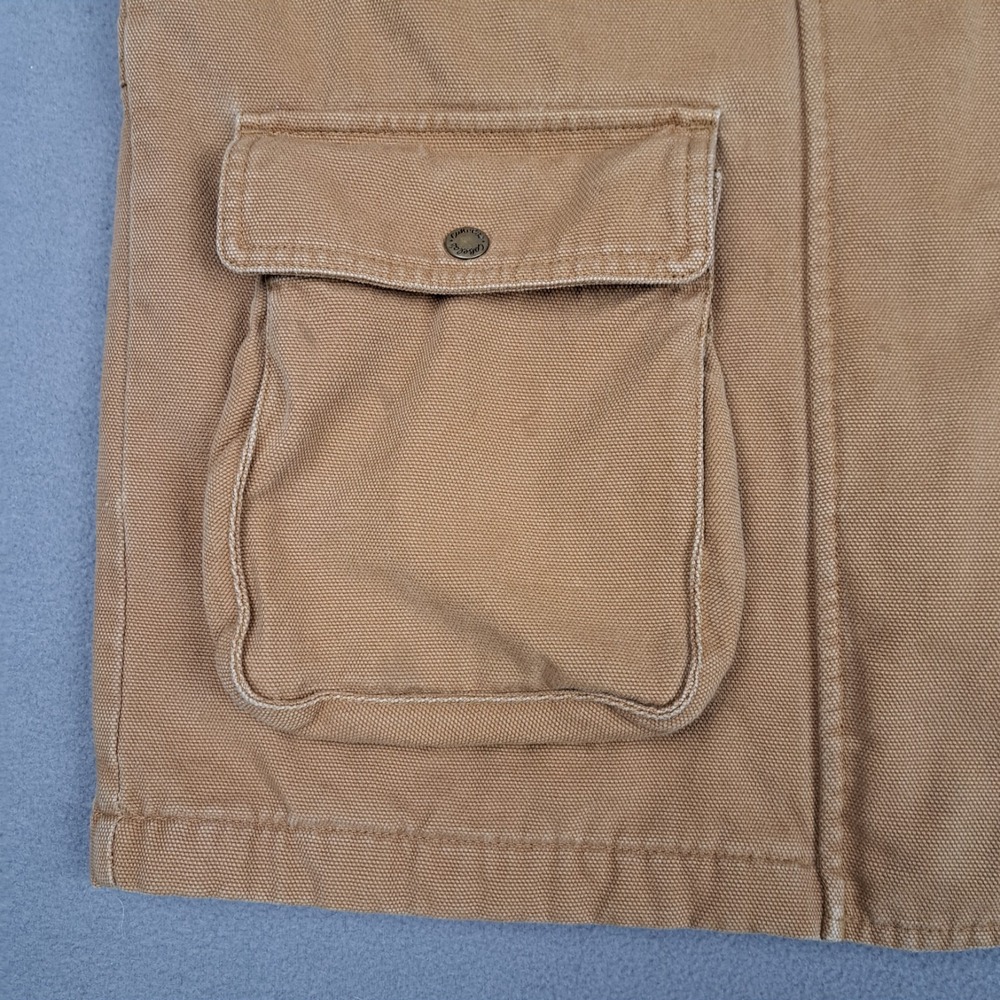 Cabelas Duck Canvas Blanket Lined Jacket Womens Medium Leather Collar Chore Coat - Picture 13 of 16